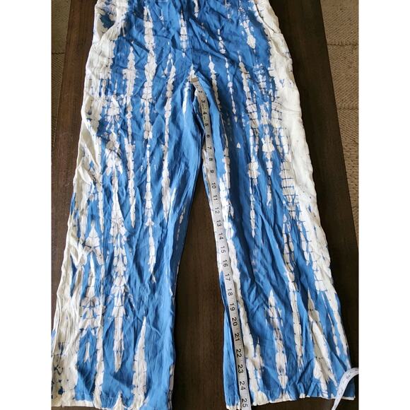 Sacred Threads Hippie Boho Festival Blue tie dye cropped Jumpsuit OS - Picture 10 of 10